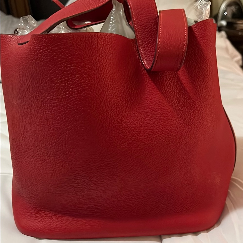 Elegant Hermes Red Picotin Bag